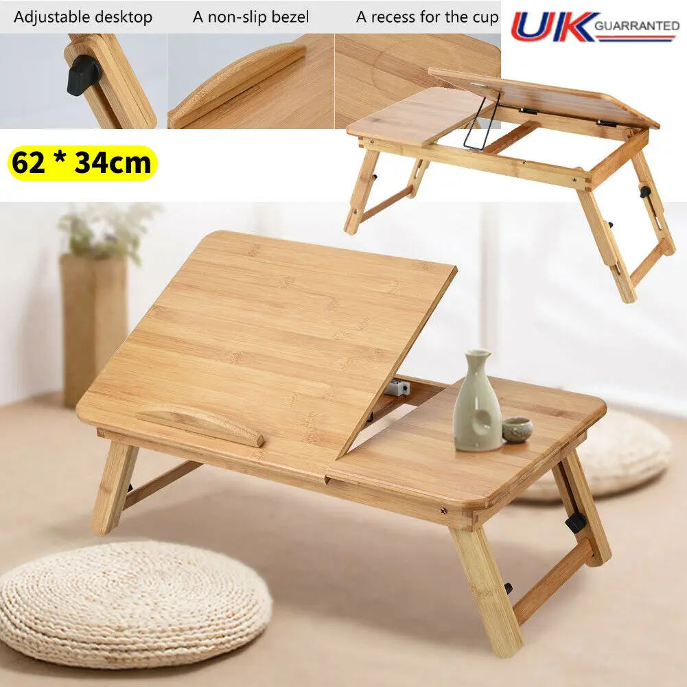 

Wooden Laptop Table Stand Folding Desk Bed Computer Adjustable Height Sofa Tray