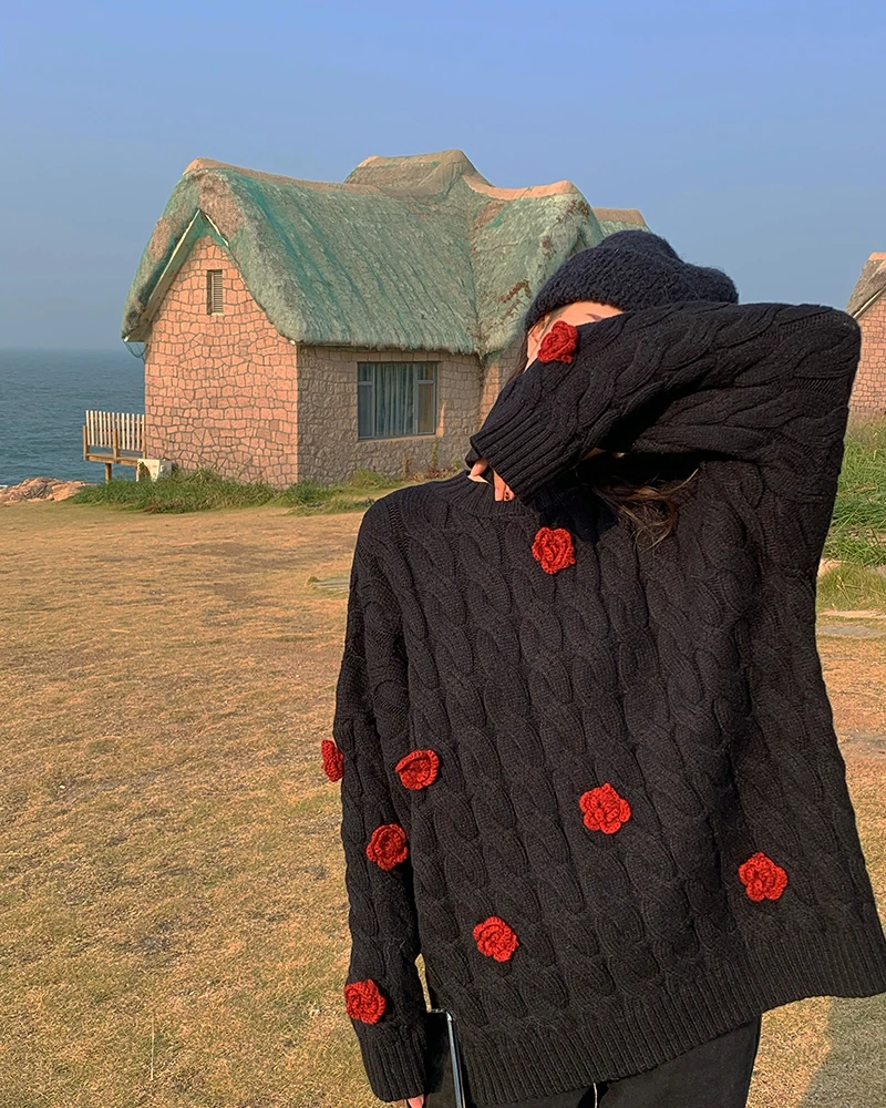 

2Colors 2020 autumn and winter korean style floral twist knitted sweaters women sweaters and pullovers womens (R99462)