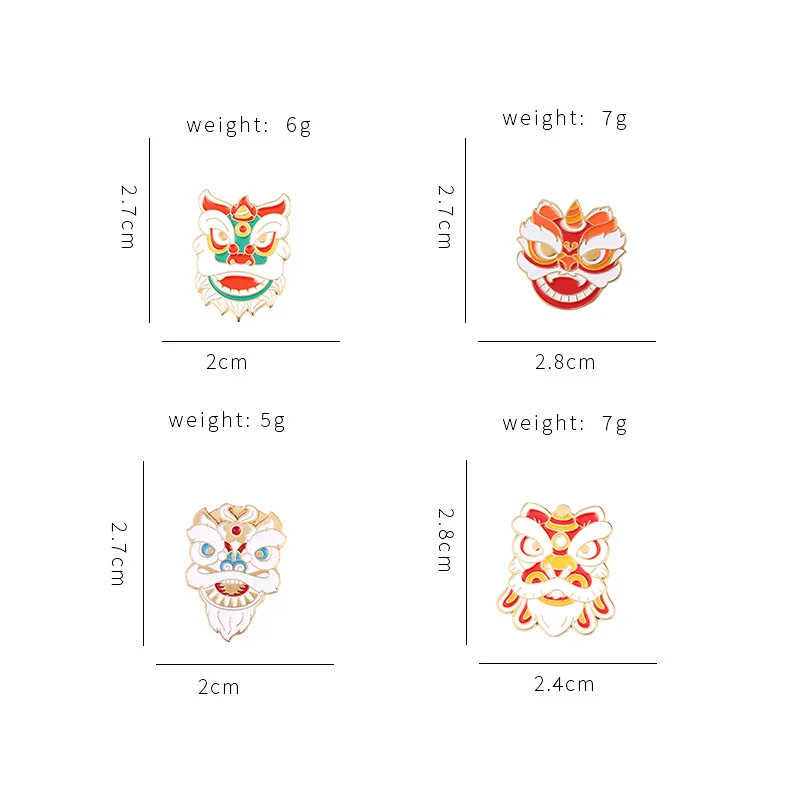 Эмалированный значок в китайском стиле традиционное народное искусство Лев