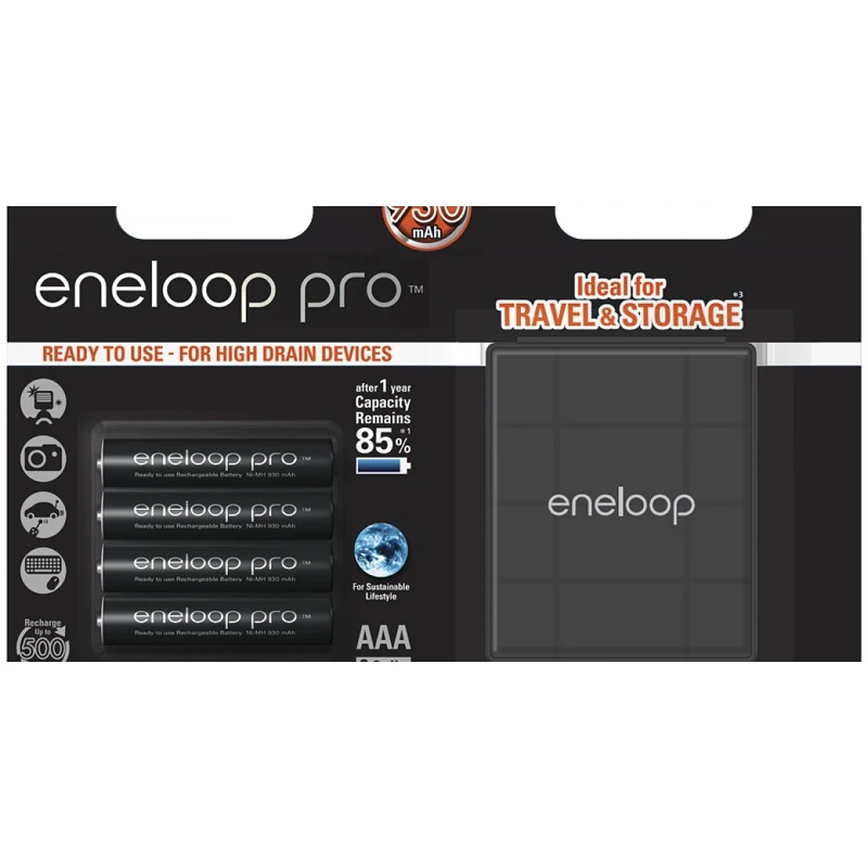 Аккумуляторы Panasonic Eneloop Pro (AAA) BK 4HCDEC4BE 930 mAh 4 шт + кейс|Перезаряжаемые батареи| |