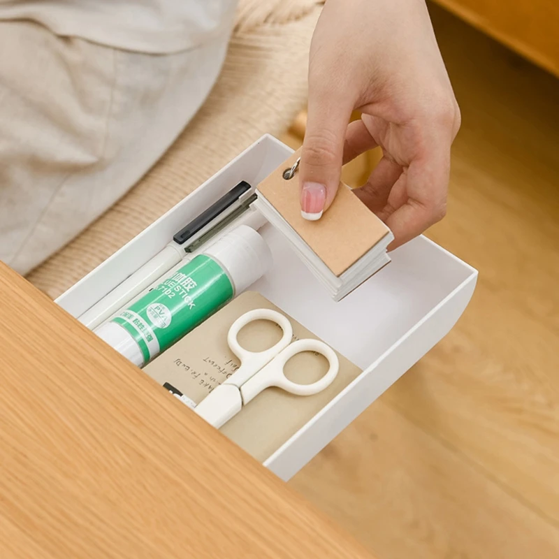 

Pencil Tray Desk Table Storage Drawer Organizer Under Desk Stand Self-Adhesive Under-Drawer Storage Box(Gray/White)
