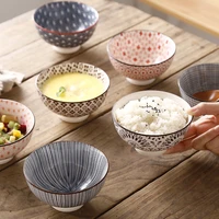 nordic machine printed under glazed ceramic tableware japanese creative 4 5 inch high foot anti scald soup bowl millet rice bowl