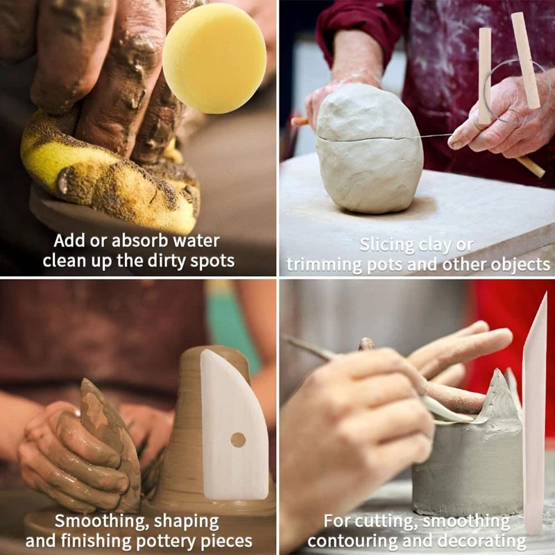 

13 Pcs Ceramic Pottery Tools Tubala Wooden Clay Carving Sculpting Modeling Tools Pottery Sculpting Tools Set
