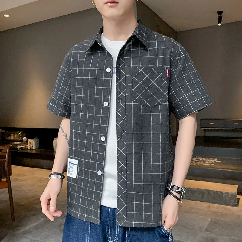 

2021 New Men's Shirt Summer Korean Casual Lapel Slim-fit Jacket Youth Tide Brand Soft Short-sleeved Shirt