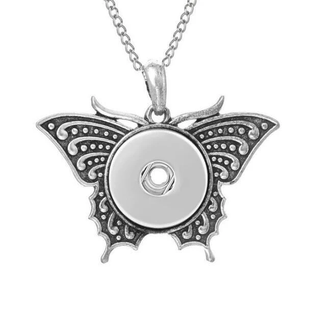 New Butterfly Snap Pendant Necklace 18mm Button Jewelry Interchangeable With Chain | Украшения и аксессуары