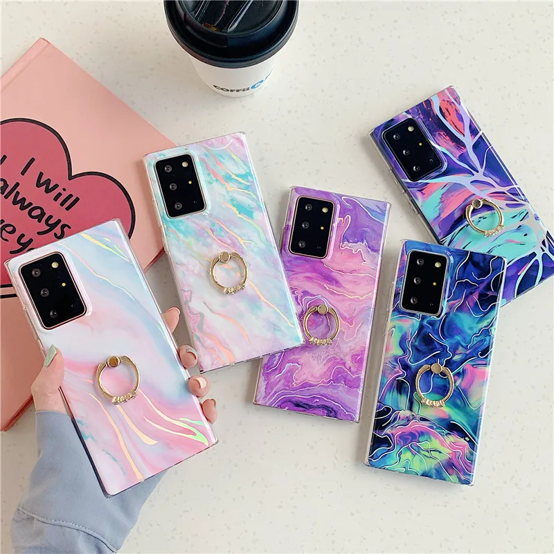 

BotexBling Laser sky marble holder stand phone case for Samsung Galaxy S21 S20 NOTE20 ultra S8 S9 S10 Plus note9 note8 Note10pro
