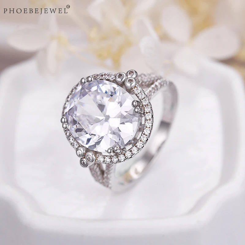 Женские кольца на палец с овальной прозрачной жемчужиной AAA CZ серебряного цвета