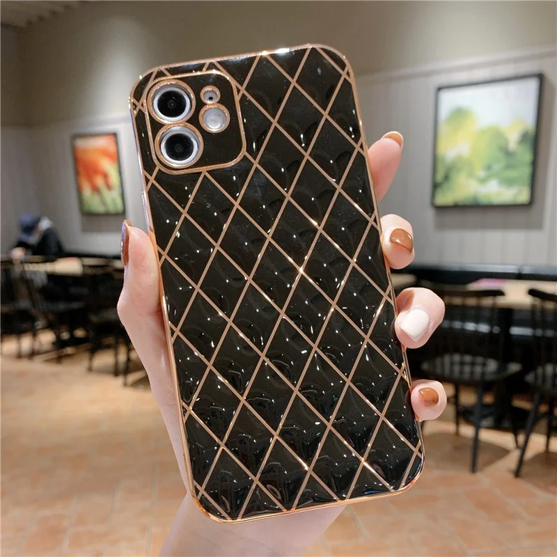 

Luxury Trellis Design for iPhone 12 12 Pro 12 Pro Max Case Flexible Plating for iPhone Casing