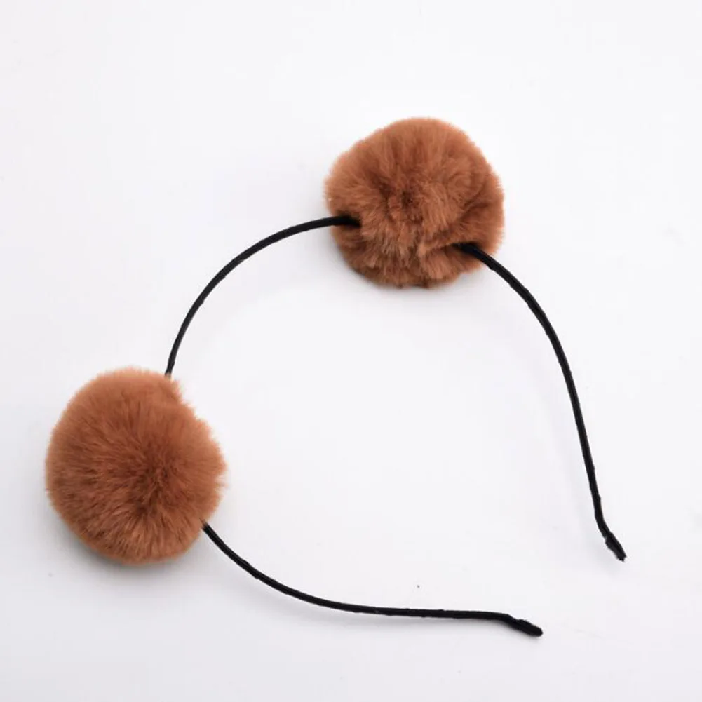 

Sweet girls beautiful hairband headpieces faux fur plush ball big hair head hoop hair accessories Tiara for children. 1pcs
