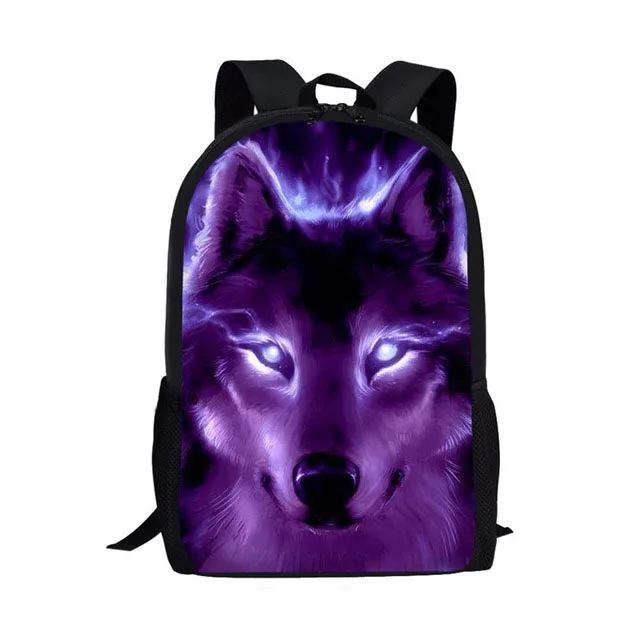 Custom pattern Kids School Bags Animal wild wolf Printing Backpack Wolf Pattern Book Boys Cool Bag | Багаж и сумки