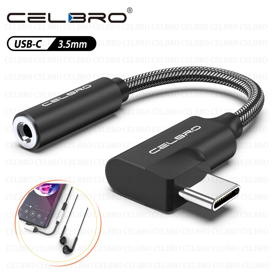 Адаптер для наушников с разъемом USB Type C на 3 5 мм 90 градусов аудиокабель Aux