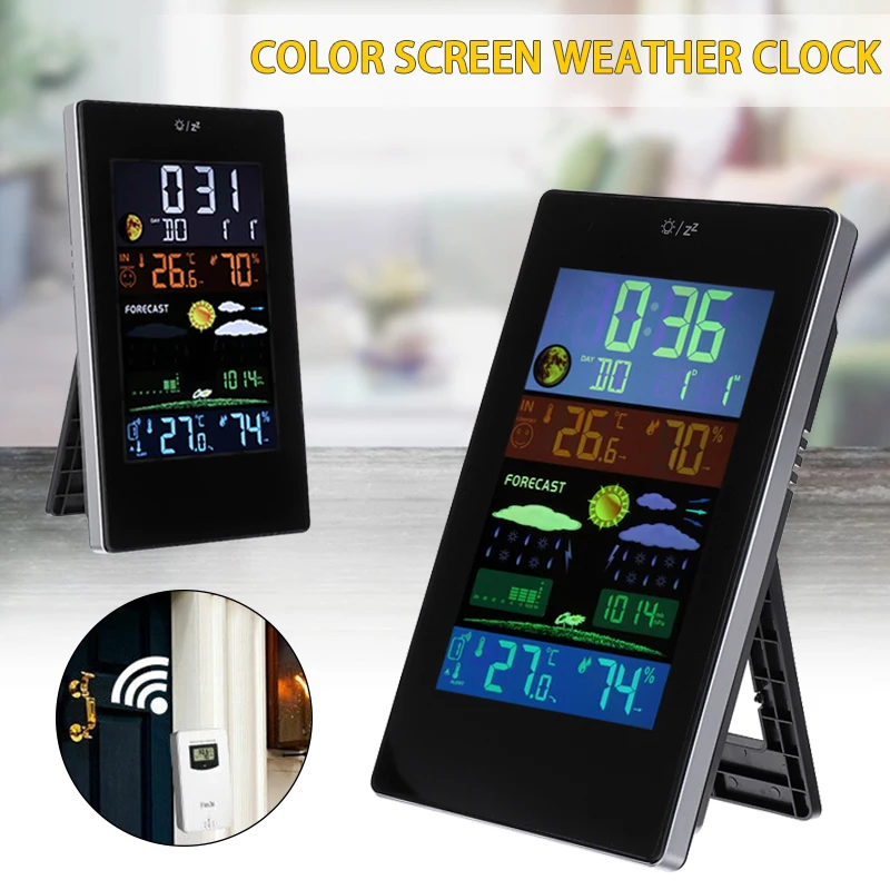 

Weather Station Wireless Indoor Outdoor Sensor Thermometer Hygrometer Digital Alarm Clock Barometer Forecast