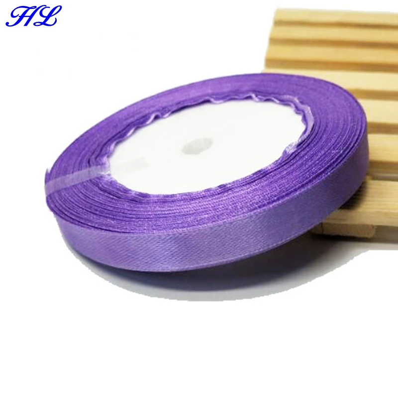 purple HL 10 мм ширина яркая атласная лента 1 рулон(25 ярдов) Свадебные Рождественские украшения рукоделие ткачество подарочная коробка упаковочная лента A148 - Цвет: purple