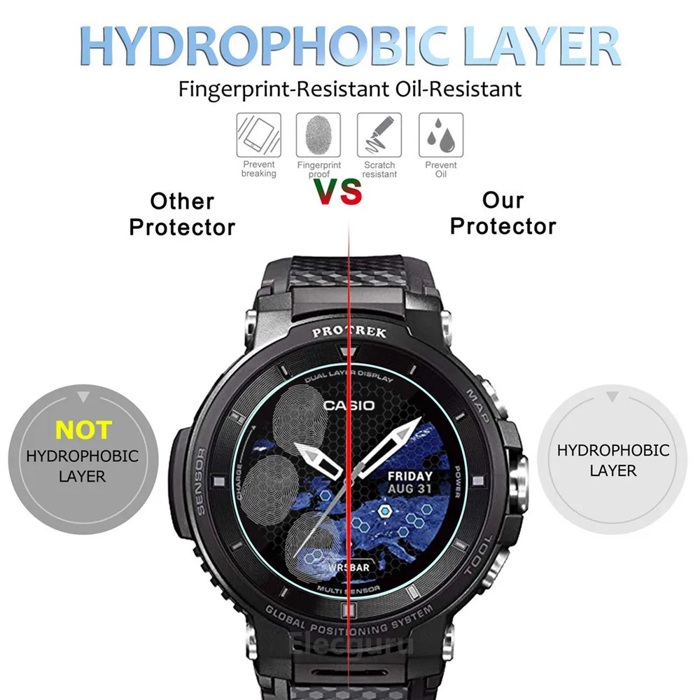 3 шт протектор экрана из закаленного стекла для сенсорного экрана CASIO Pro Trek Смарт-часы для прогулок(модель WSD-F30) против царапин без пузырьков