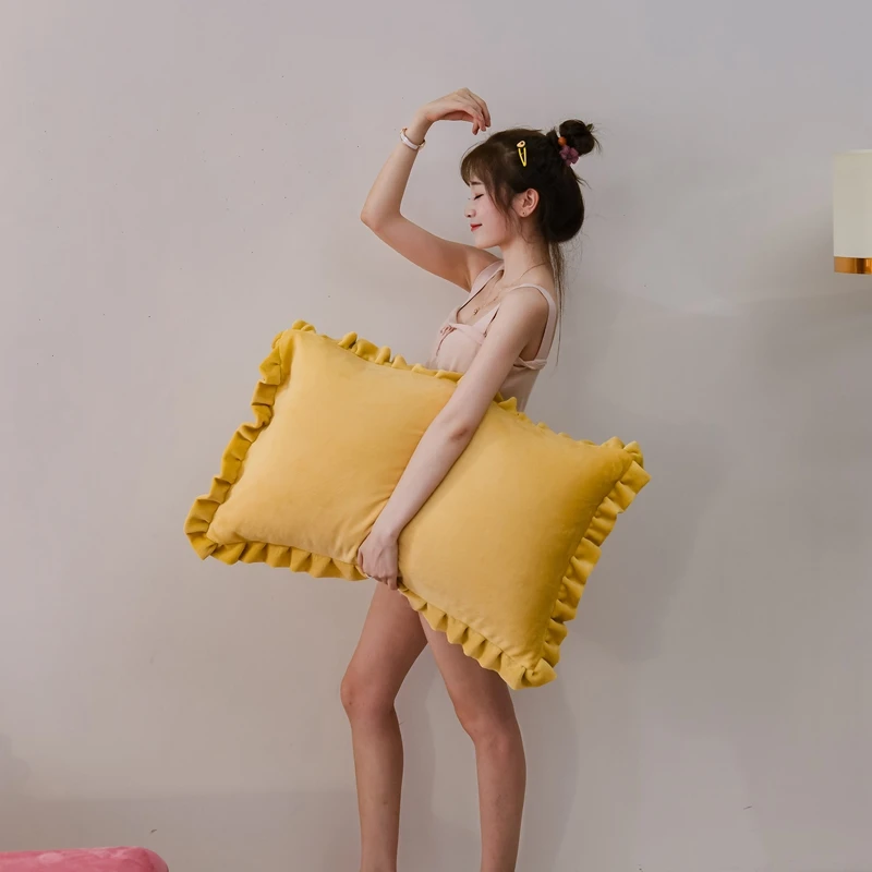 Желтый макраме/зима 100% Хрустальный бархат молочный утолщенная наволочка