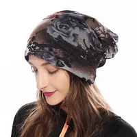 ruoshui autumn winter floral hats for woman boho cap solid hip hop beanies casual skullies ladies fashion hats