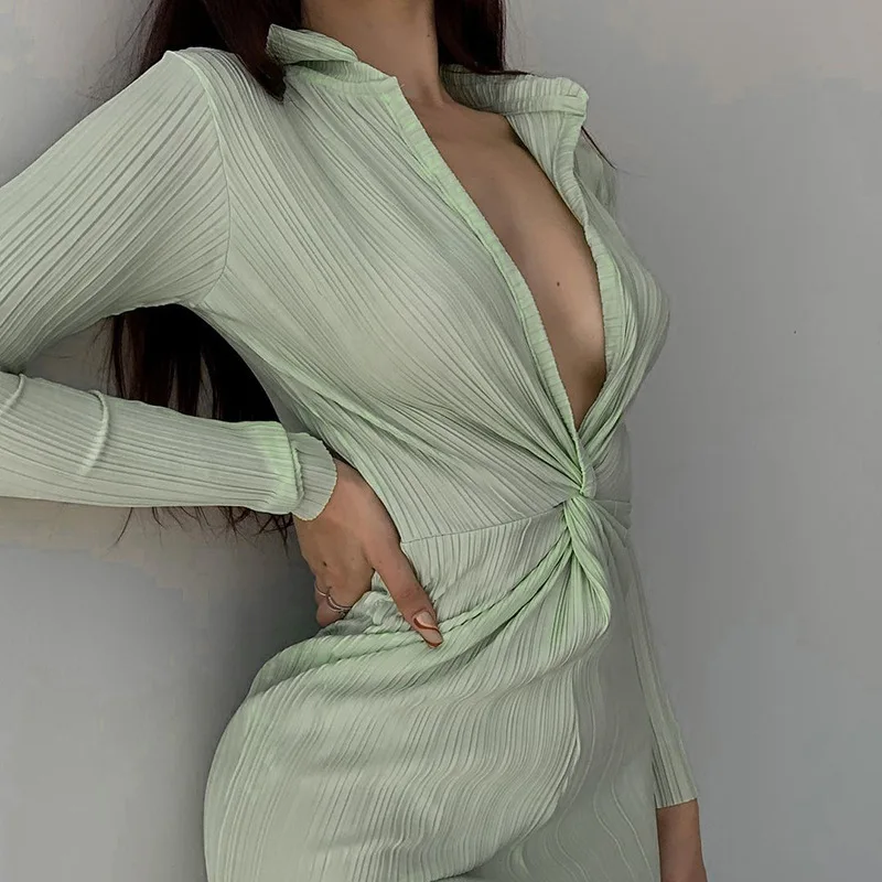 

2021 New Autumn Dress Fashion Office Long-Sleeved Low-cut Polo Collar Elegant And Comfortable Star Dress Gift