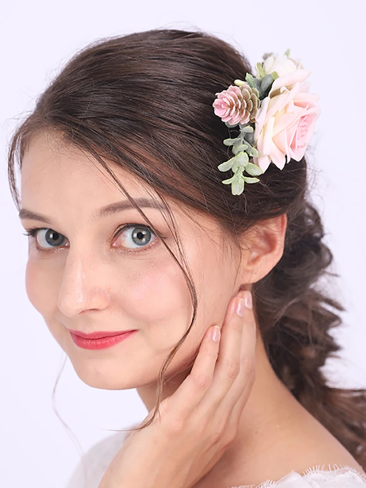 Нарядная расческа для волос с розовым цветком свадебные аксессуары шикарные