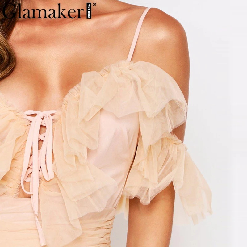 Женское платье на бретельках Glamaker элегантное плиссированное с открытой спиной и