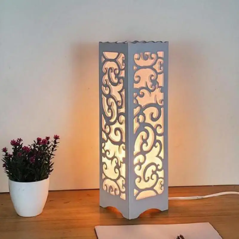 

Минималистичная Светодиодная настольная лампа цвета слоновой кости, белая деревянная пластиковая пластина, абстрактный дизайн, украшение ...