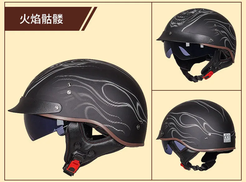 Colour 2 GXT Ретро мотоциклетный шлем, винтажный шлем Casco, мотоциклетный шлем с открытым лицом, мотоциклетный гоночный шлем для верховой езды, с сертификацией в горошек - Цвет: Colour 2