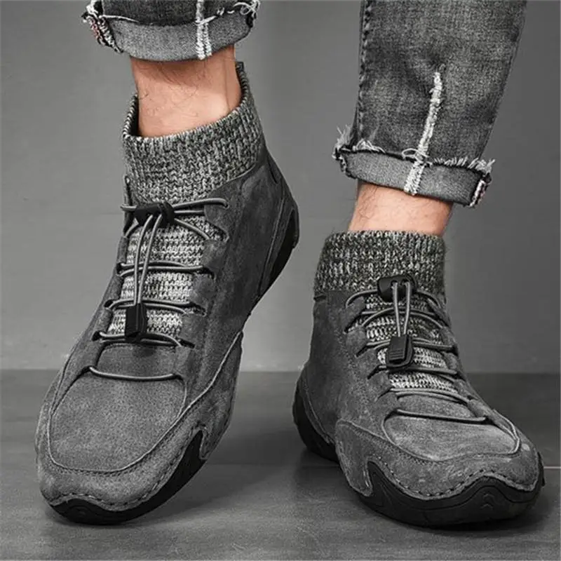 

Mens Casual Shoes Rubber Splicing Sewing Man Sneakers Lace Up High Top Sock Male Footwear Outdoor Winter Warm Fur Shoes For Men