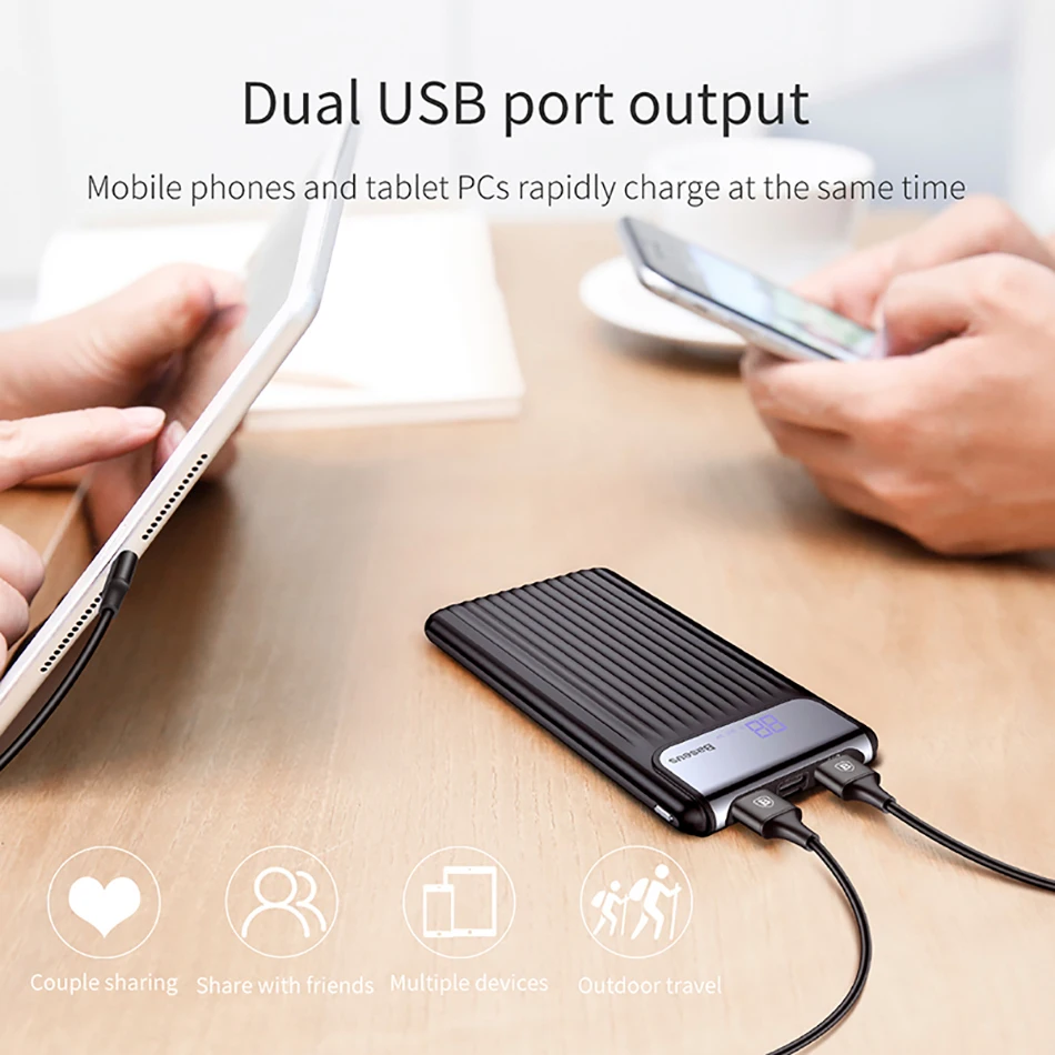 Baseus Quick Charge 3,0 10000 мАч Внешний аккумулятор lcd 10000 мАч QC3.0 Быстрый внешний аккумулятор портативное Внешнее зарядное устройство для Xiaomi Mi 9
