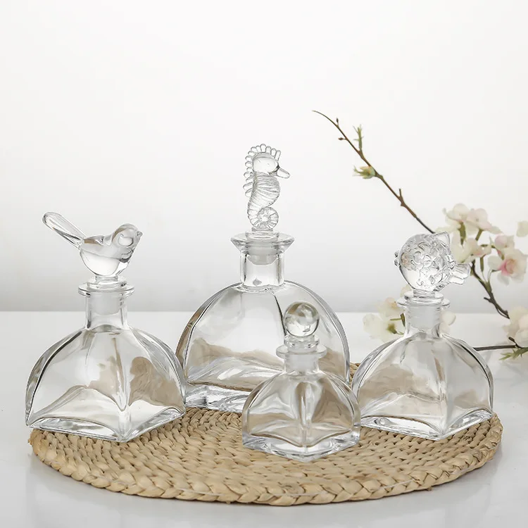 5pcs 150ml Yurt Aroma Glass Bottle Rattan Fragrance Diffuser Perfume Bottle Scent Volatilization Glass Container Home Decor