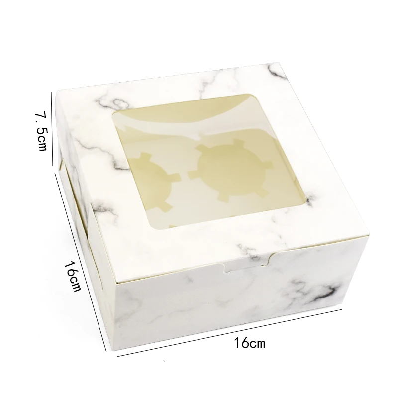 50 шт коробка для кексов с окном подарочная упаковка свадьбы дома вечерние 4 чашки