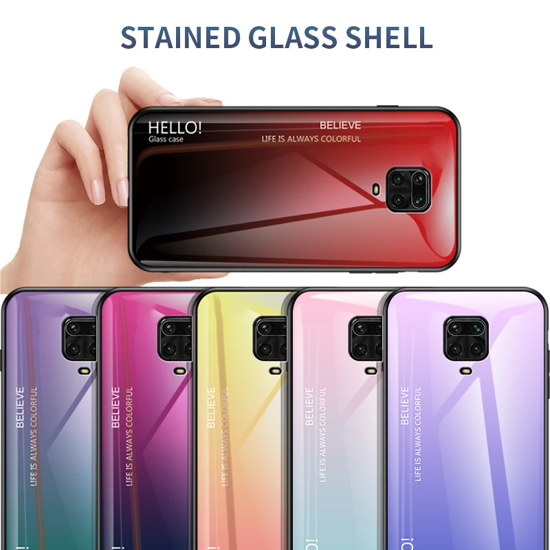 Градиентный чехол из закаленного стекла для Xiaomi Redmi Note 9S 9 Pro телефона с