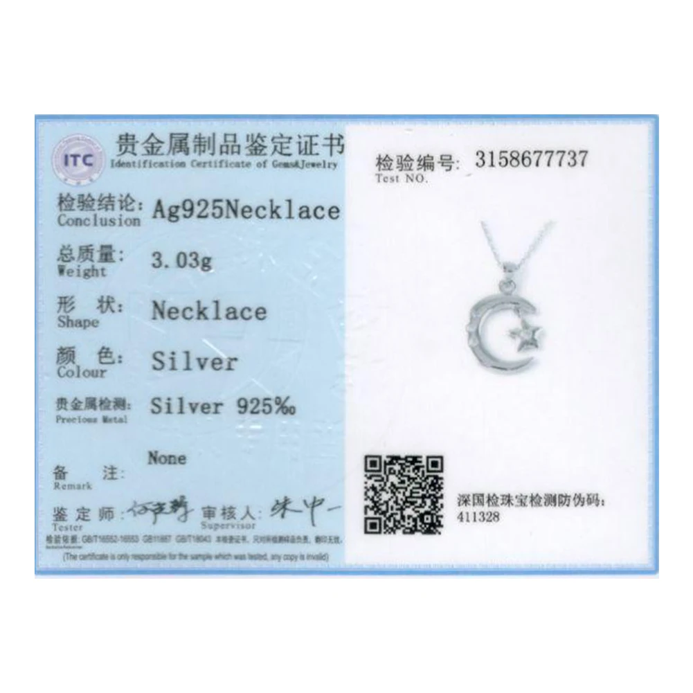 

SILVERHOO Sterling Silver 925 Jewelry Necklace For Women Trendy Cubic Zirconia CZ Moon Star Pendant Necklaces Romantic Party