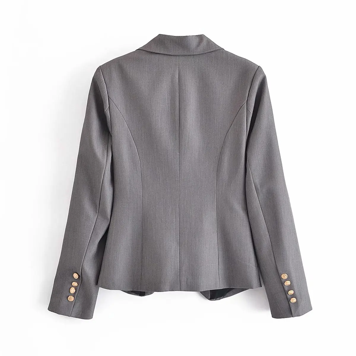 

Toppies Vintage Basic Blazer Women Double Breasted Suit Jacket Notched Collar Gray Blazer Formal Clothes 2021