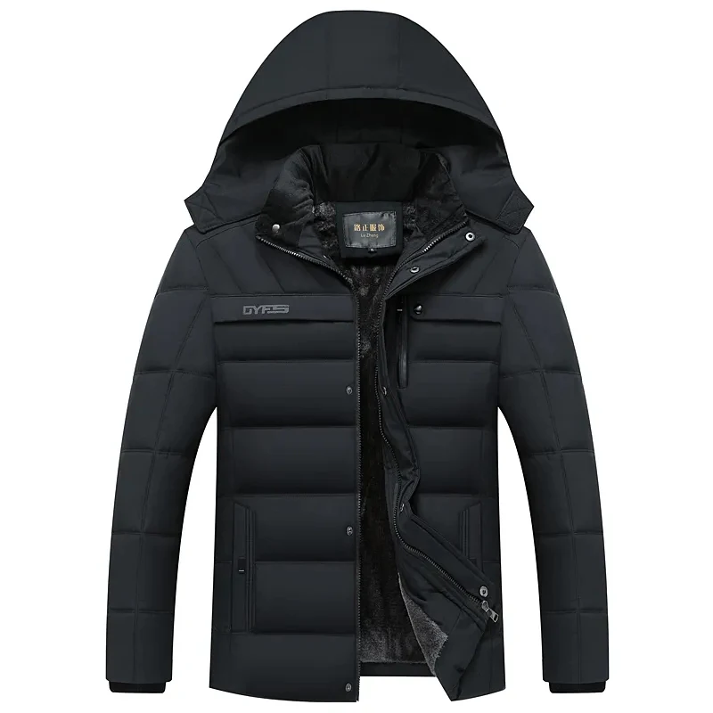 

Winter Men's Down Cotton Padded Clothes Middle-Aged And Elderly Dad's New Plush Thickened Coat