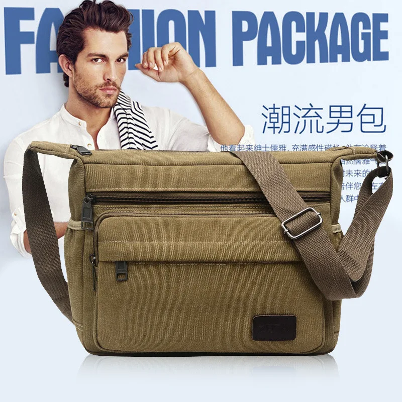 Сумки на плечо для молодых мужчин ретро однотонные сумки мессенджеры прочные