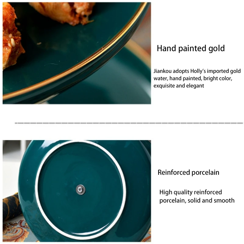 

Ceramic Fruit Plate Emerald Green Three-Layer Cake Plate Candy Dessert Tray Afternoon Tea Snack Rack Household