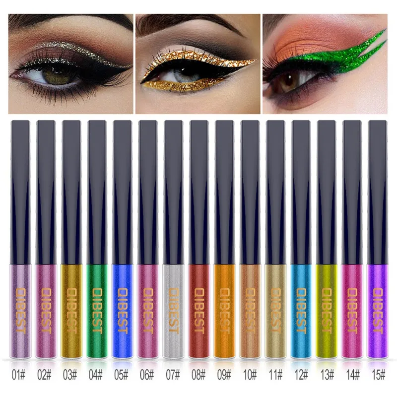 15 Colors White Gold Glitter Liquid Eyeliner Waterproof Eyeshadow Luminous Beauty Eye Liner Makeup - | Красота и здоровье