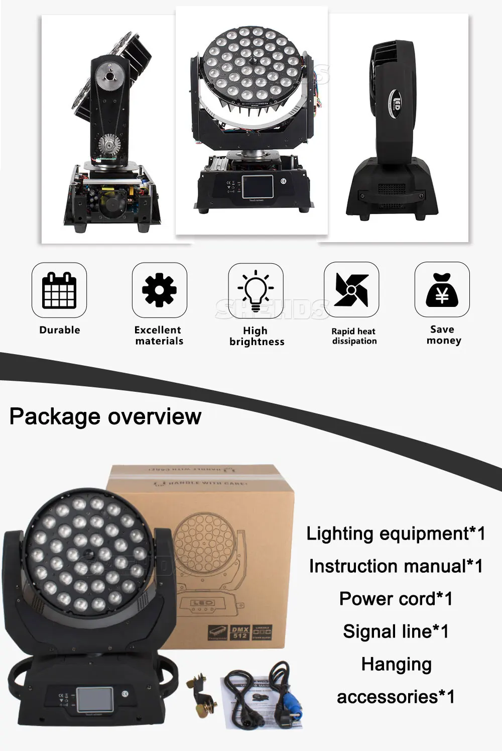 Светодиодный 36x18 Вт RGBWA+ УФ зум перемещение головы 6in1 светодиодный стирка DMX512 Прямая с фабрики Dj диско-сценическое освещение для вечерние обувь для ночного клуба