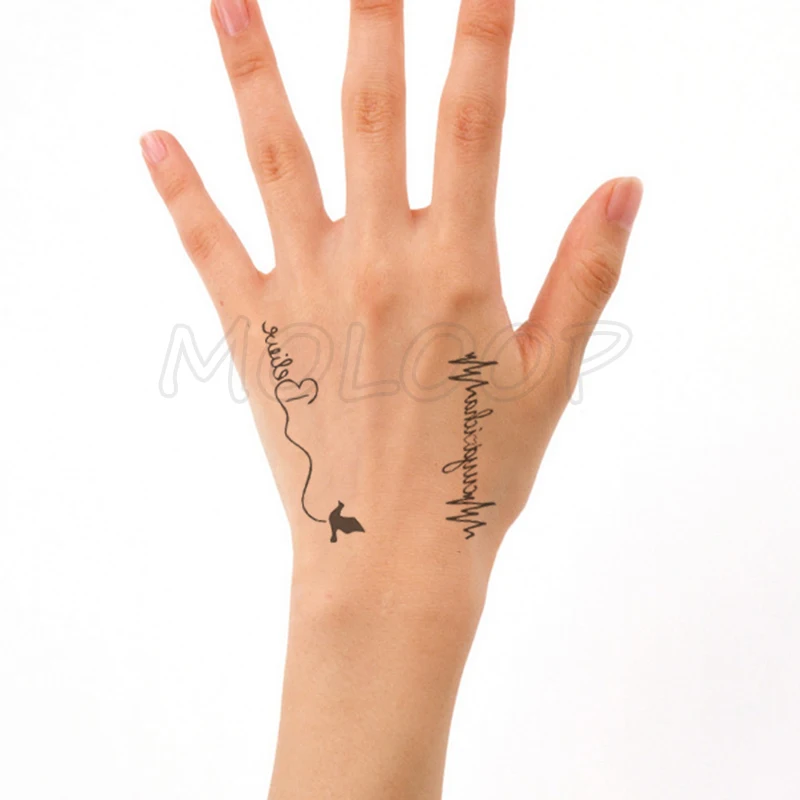 

Water Transfer Black Sexy Back of hand letter Tattoo Body Art Waterproof Temporary Fake Flash Tattoo for Man Woman Kid 10.5*6 Cm