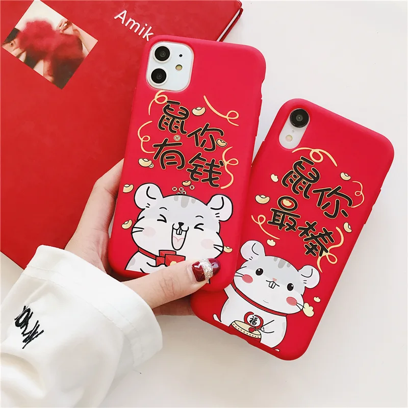 2020 веселый новый год мультяшный чехол для телефона iPhone 11 pro 7 6 6s 8 Plus XR XS X Max милый