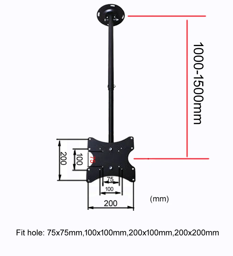 (100-150CM) DLC-102X 17-37&quot32&quot LED LCD Monitor ceiling and walll Holder screen Wall Mount bracket height adjustable | Электроника