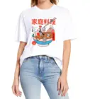 Забавная винтажная женская рубашка с рисунком кошки, рамен и мини-кошки, японская лапша, забавная хлопковая футболка унисекс с коротким рукавом, топы, футболка