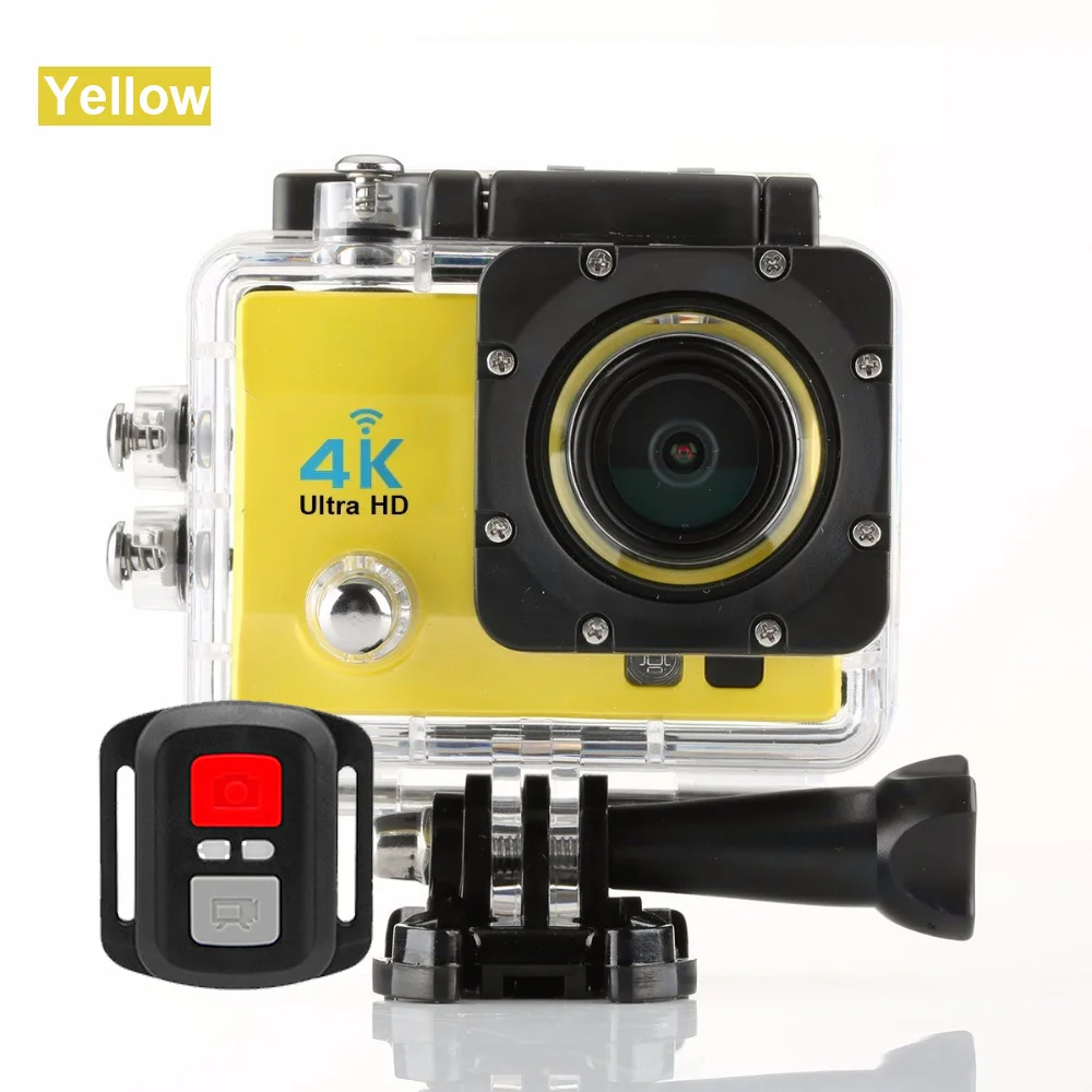 YELLOW HD 4K Экшн-камера 30 м Водонепроницаемый 2,0 'экран 170D подводный 1080p Спортивная камера go extreme pro wifi камера - Цвет: YELLOW