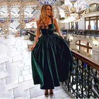 simple green evening velour dresses elegant velour short prom dresses tea length special occasion gowns plus size new