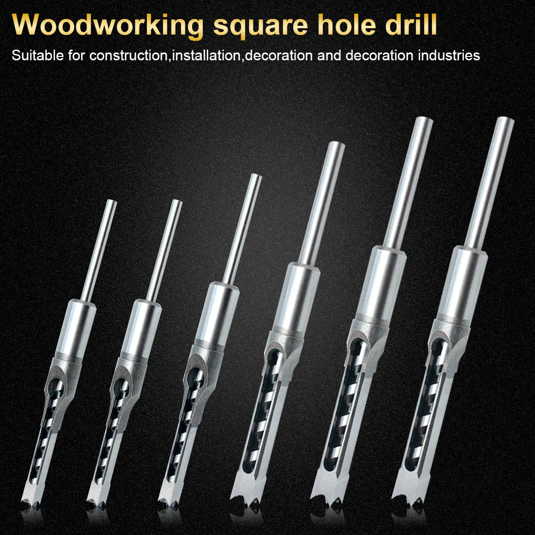 

HSS Twist Drill Bits Square Auger Mortising Chisel Drill Set Square Hole Woodworking Drill Tools Kit Set Extended Saw
