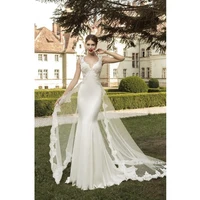 2022 sexy lace cap sleeve mermaid wedding dress sweetheart detachable train bridal beach gown robes de soir%c3%a9e vestidos de fiesta