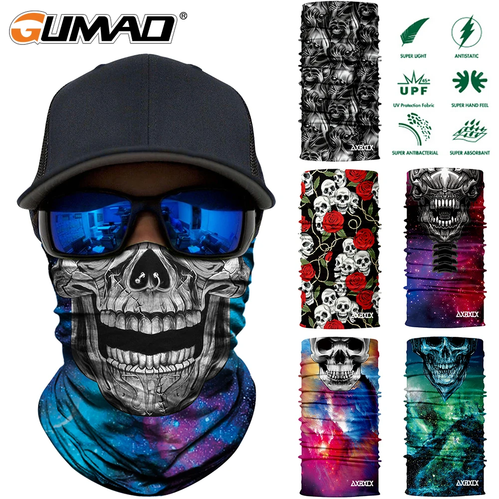 Повязка на шею с принтом черепа наполовину Бандана изображением масок для лица