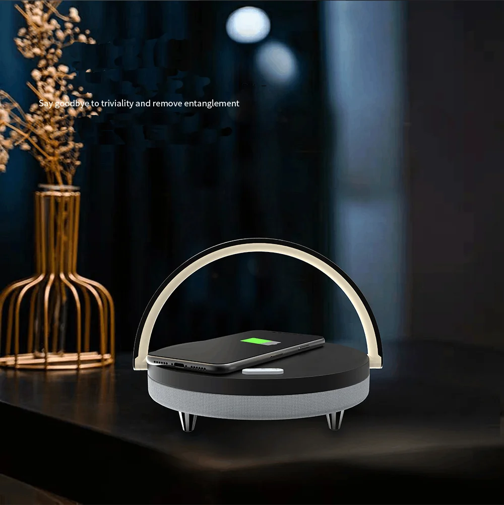

S21 Pro Bluetooth Speaker Fast Wireless Charging Stand LED Lamp for Samsuny Galaxy S7 S8 IPhoneX Charge Modern Led Lamp Wood