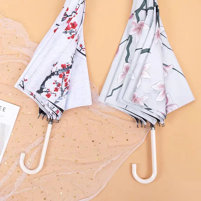 Китайский древний длинный зонтик от дождя и солнца женский складной с