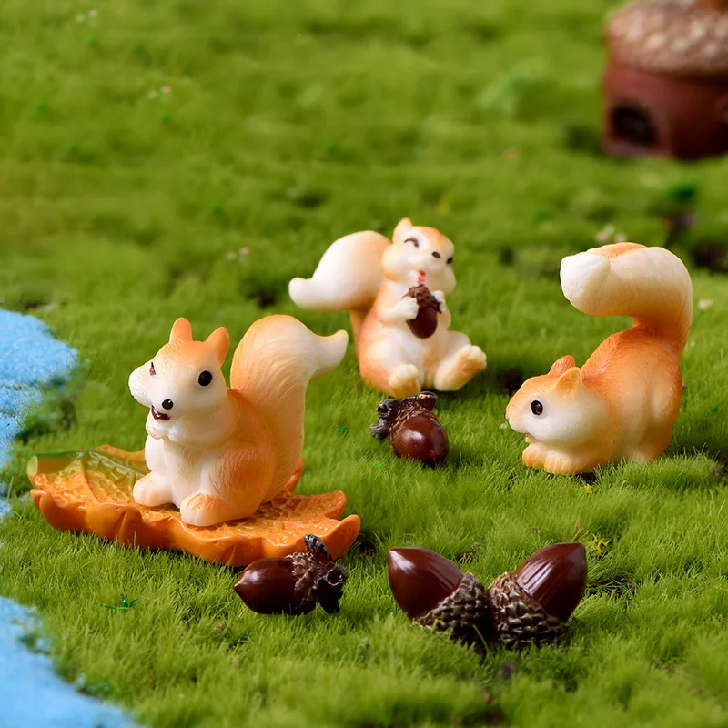 Искусственный лес животное белка семья опавшие листья сосновые конусы