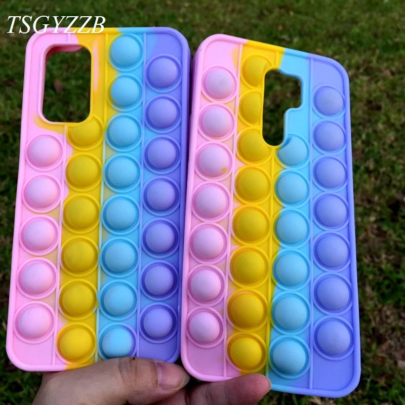 

Push Bubble Soft Silicone Phone Case For Xiaomi Poco X3 Pro M3 F3 Redmi Note 11 11S 10 10S 9 9S 9A 9C Cute 3D Rainbow Back Cover